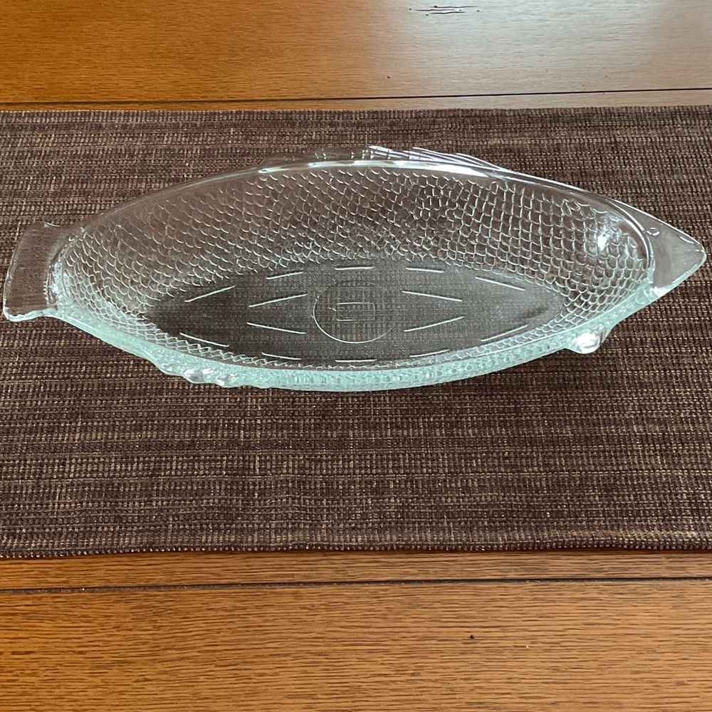 Clear Glass Fish-Shaped Serving Platter